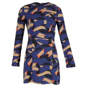 MSGM Printed Mini Dress in Blue Polyester